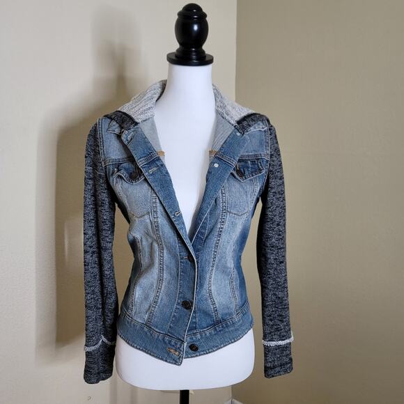 Denim Vest Hoodie Jacket, Size Medium, Blue Jean Heather Grey - Picture 10 of 10
